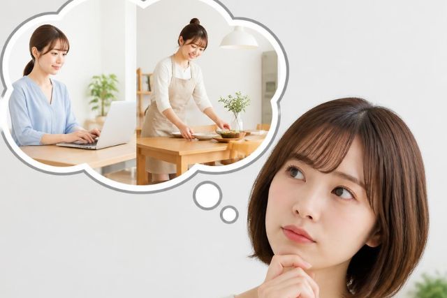 二つの職種で悩んでいる女性